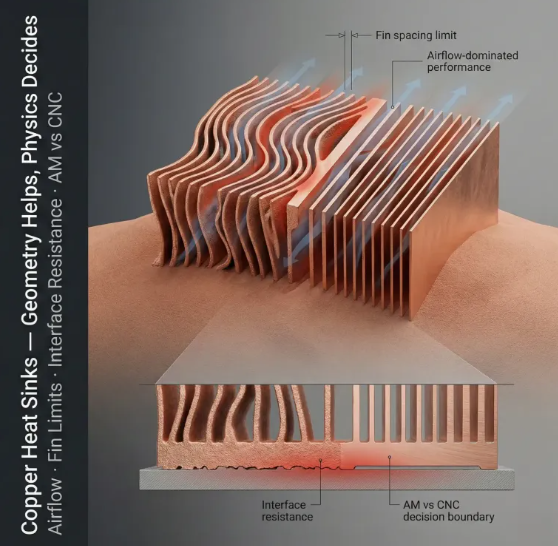 Custom Copper 3D Printed Heat Sink | Natural & Forced Convection Optimized Design